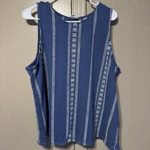 J Jill Women's XL Beachy Boho Americana 70s Inspired Bandana Print Blouse